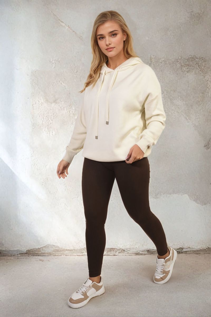 "Women's Long Sleeve Knitted Hoodie with a cozy fit and stylish design."