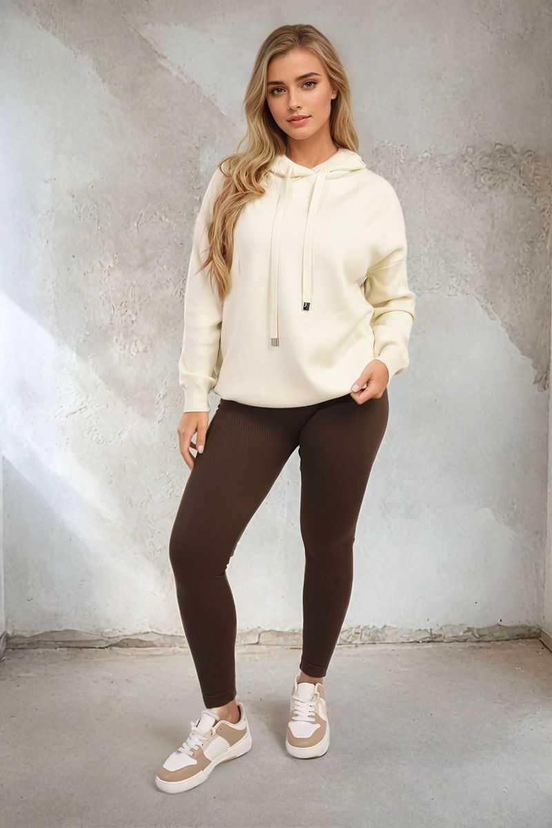 "Women's Long Sleeve Knitted Hoodie with a cozy fit and stylish design."