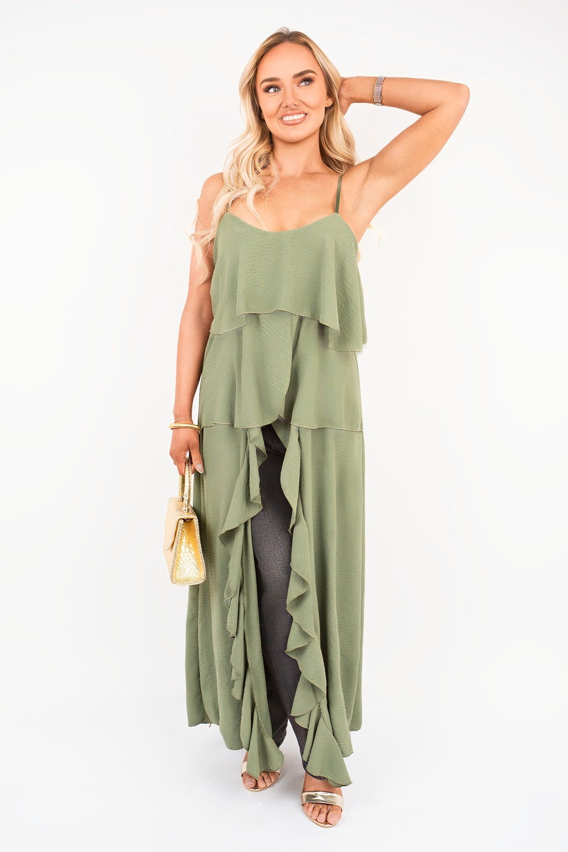 Layered Cami Top with Asymmetric Hem
