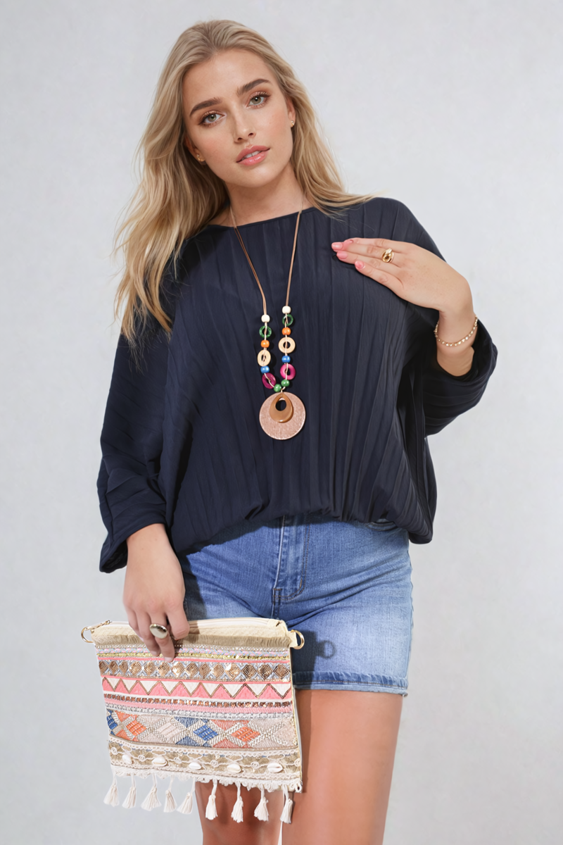 Batwing Oversized Pleated Top