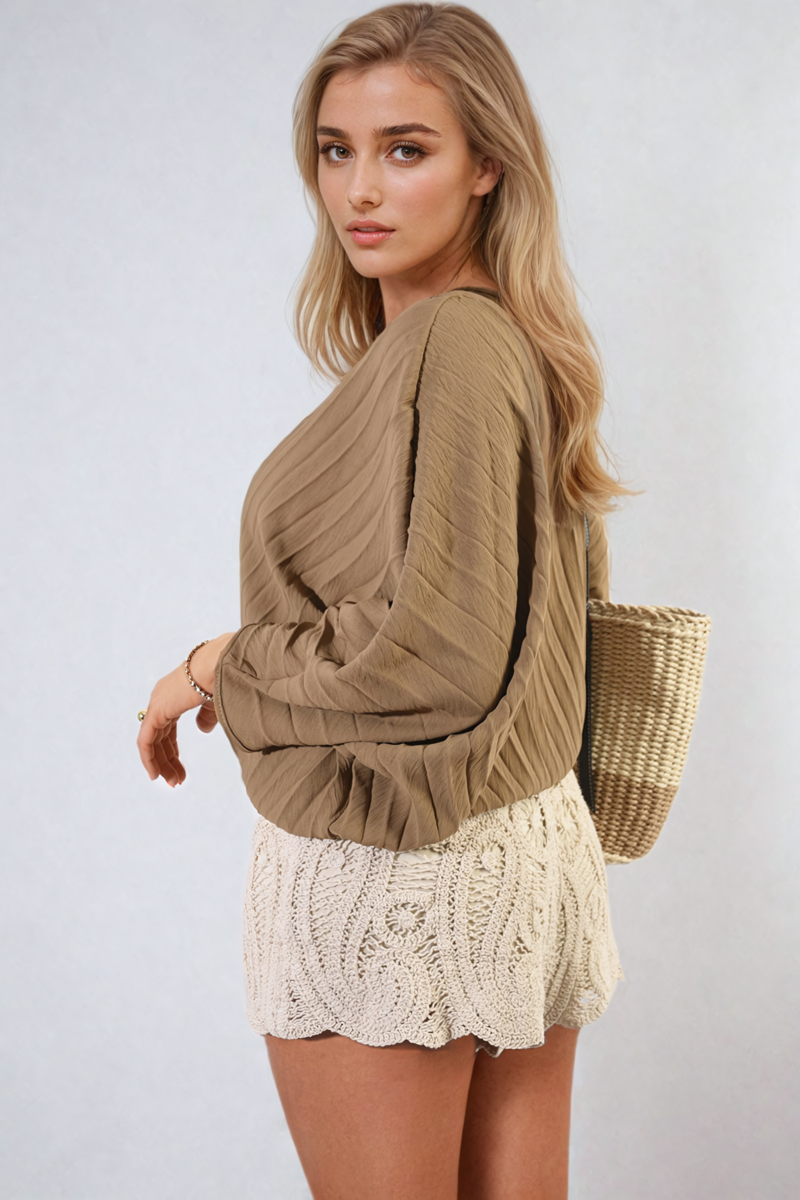 Batwing Oversized Pleated Top