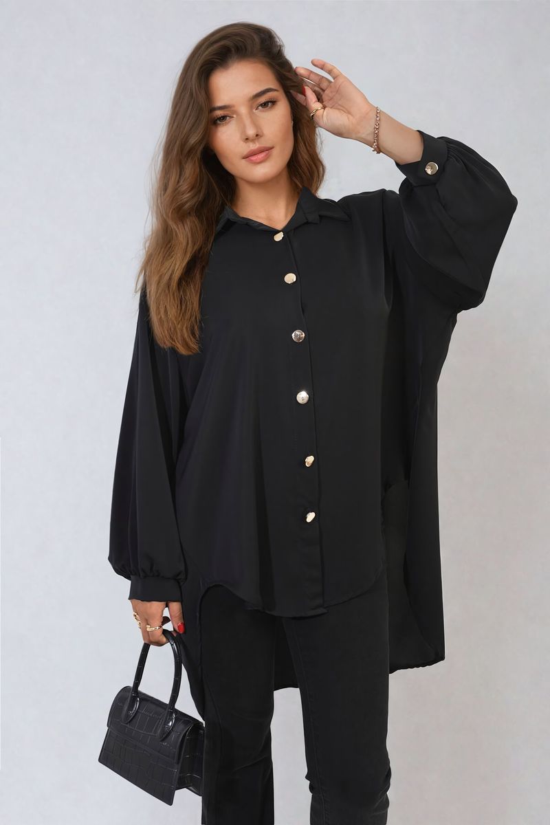 Oversized Collared Button Down Top