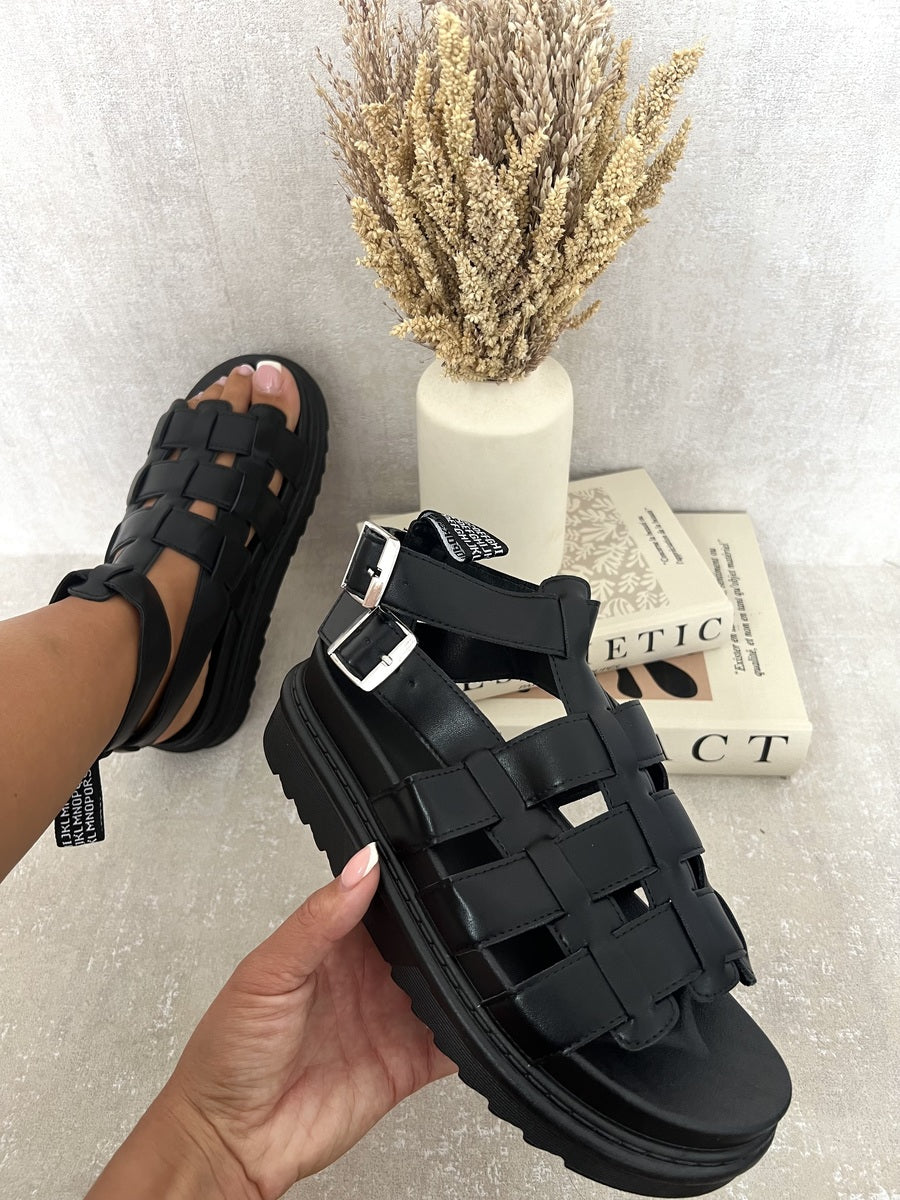 Chunky Cage Strap Platform Sandals