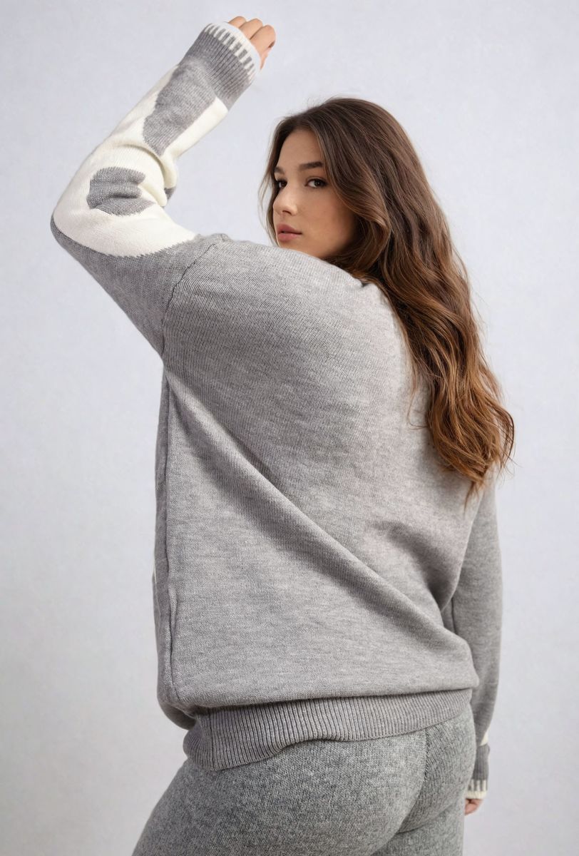 Amour Graphic Long Sleeve Knitted Jumper - Stylish & Comfy