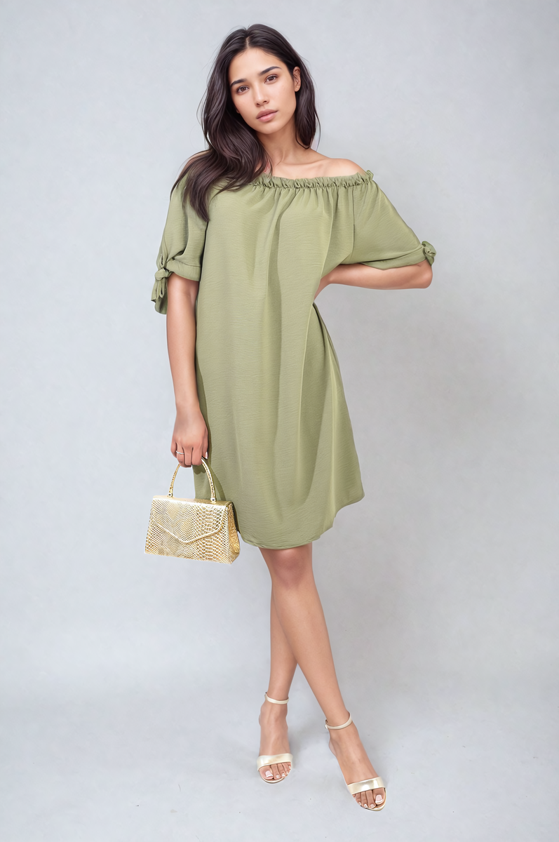 Lieldesigns Knot Cuff Off Shoulder Mini Dress