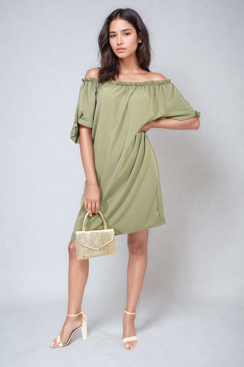 Lieldesigns Knot Cuff Off Shoulder Mini Dress