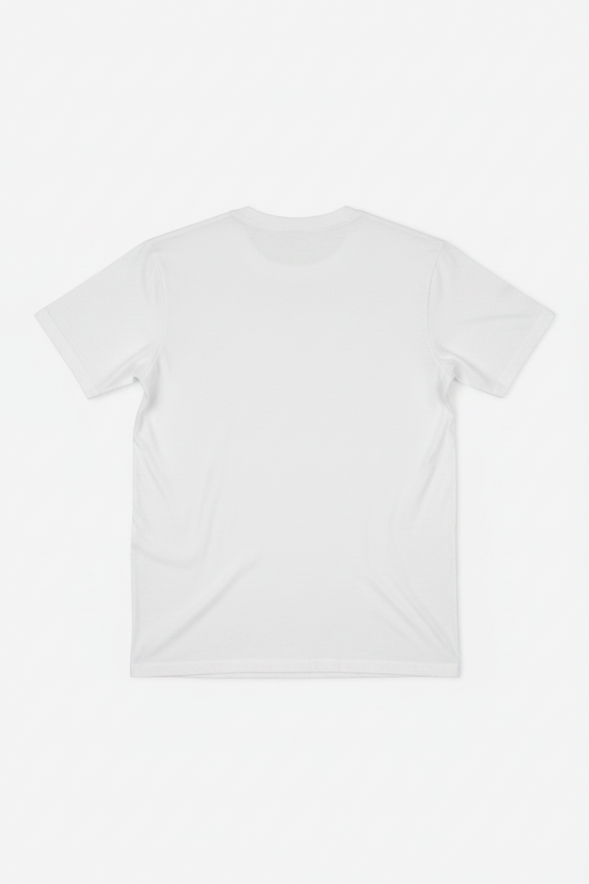 Floral Heart Graphic T-Shirt back view — plain white cotton back, flat lay product photography