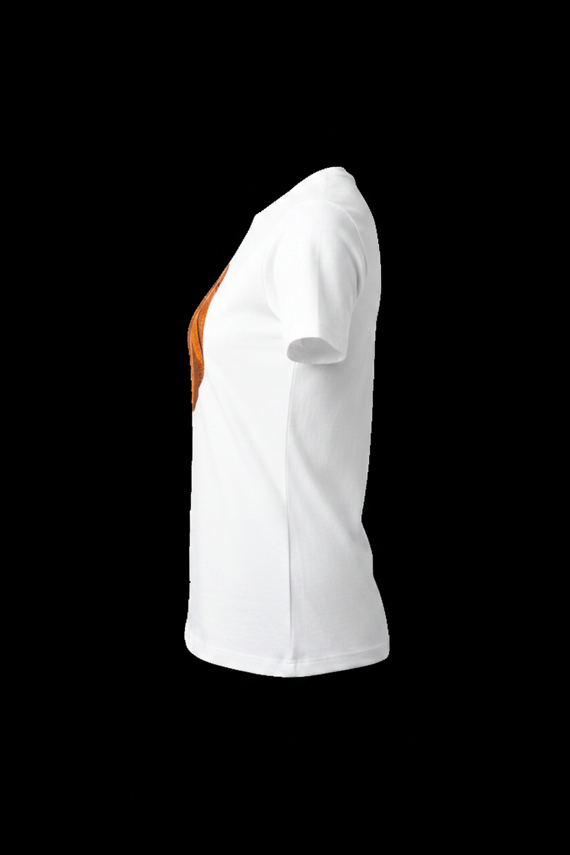 Basketball Sequin T-Shirt side profile view — showing silhouette and fit