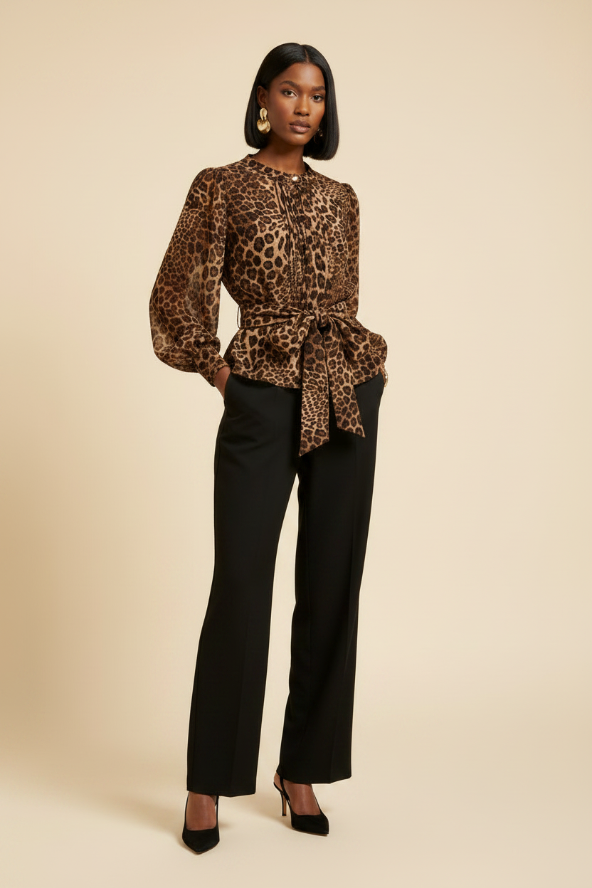 Liel Designs leopard blouse detail in progress