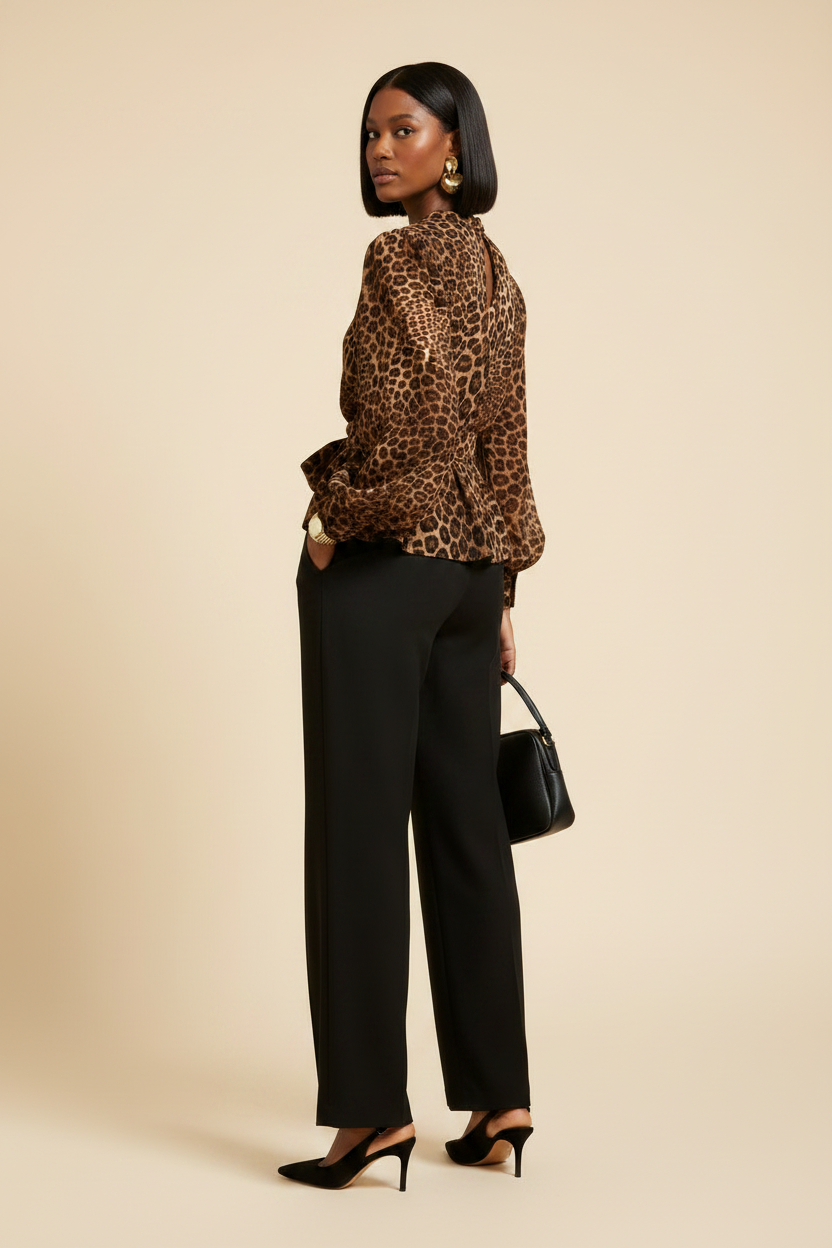 Liel Designs leopard blouse rear view in progress