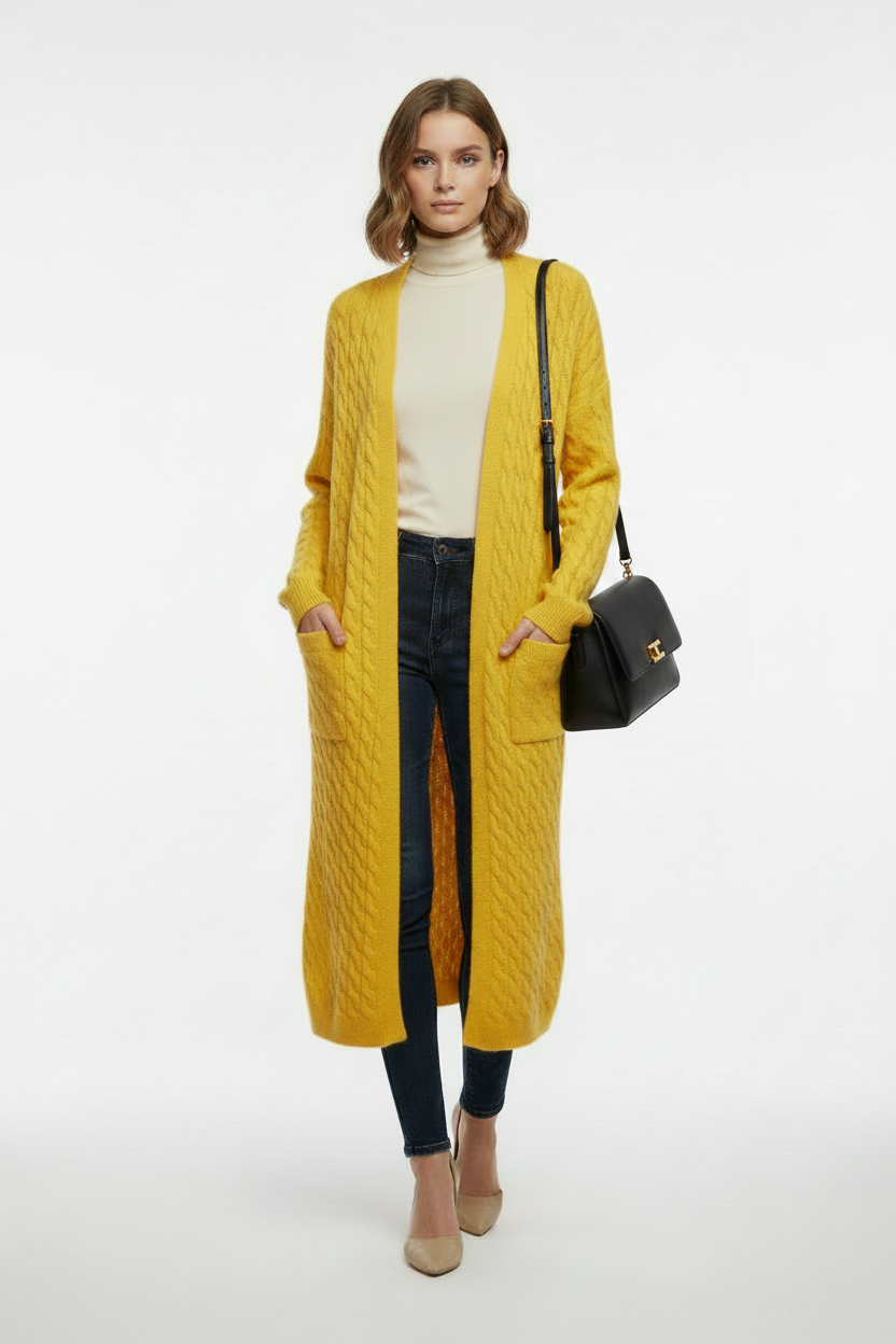 Yellow Cardigan with Bag